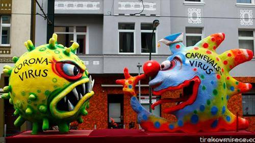Фотографија карневалистите во Диселдорф на корона вирусот му го спротивставуваат карневалскиот вирус