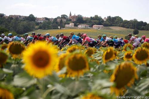 велосипедисти на 167 км долгата етапа на Тур д франс